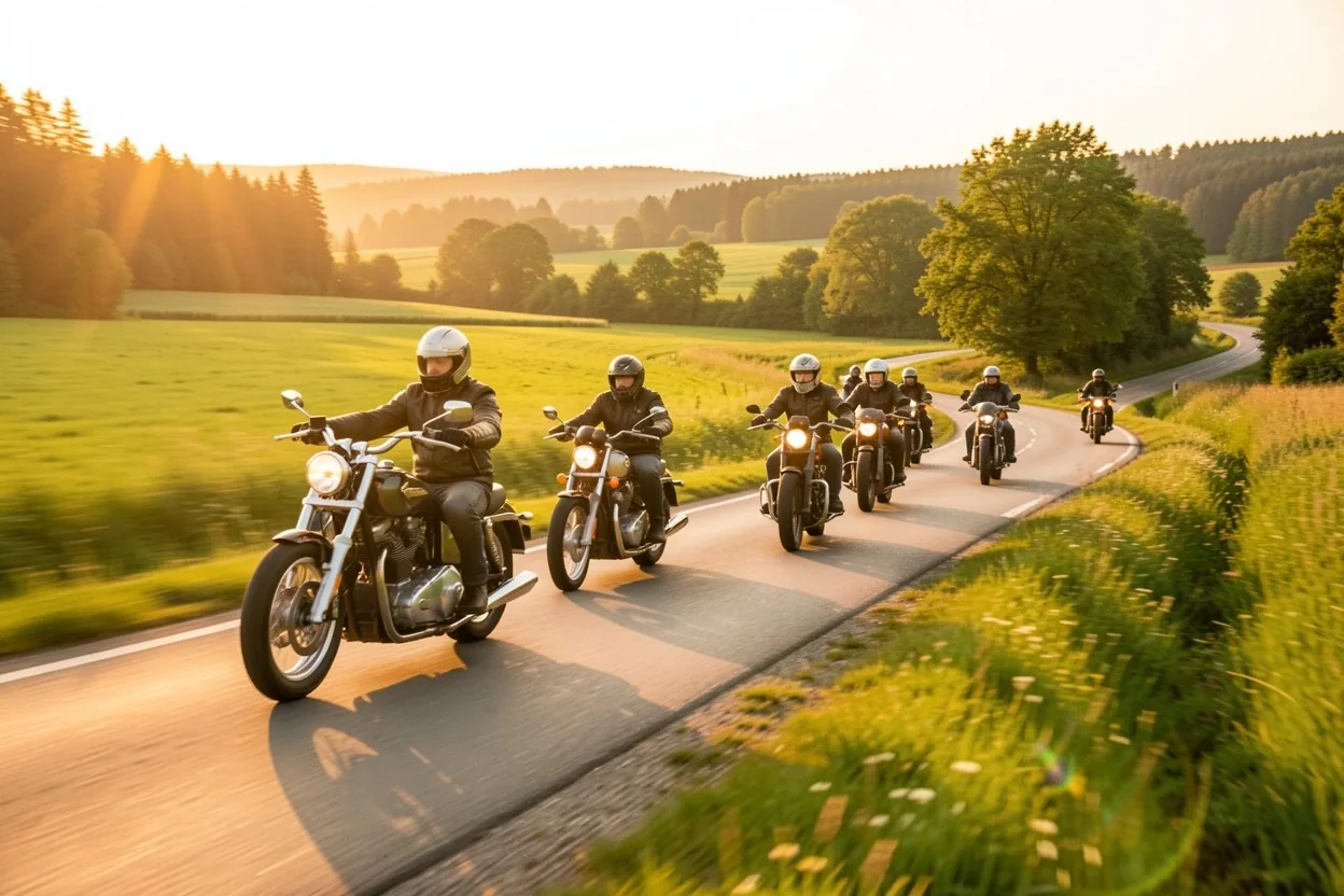 Kolumna motocykli Dilorian na trasie Małopolski