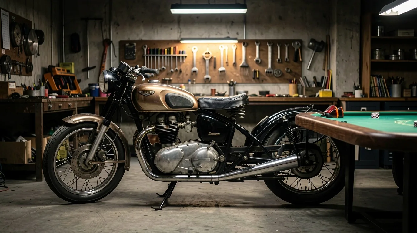Motocykl na stanowisku serwisowym w warsztacie Dilorian w Krakowie